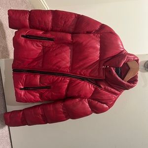 Red leather coat